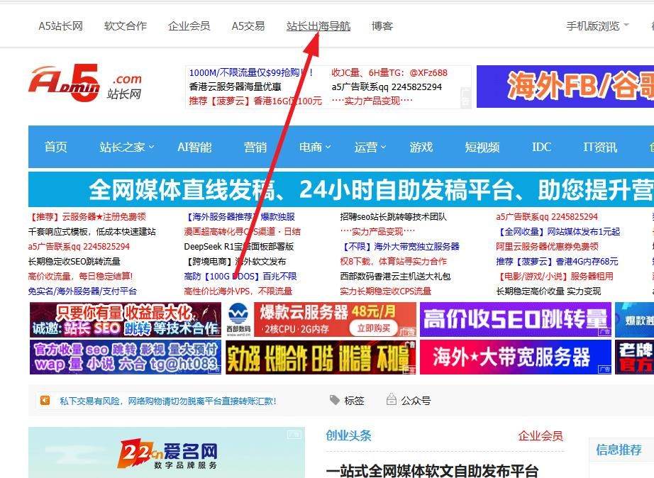 a5的站长出海导航，打不开了 