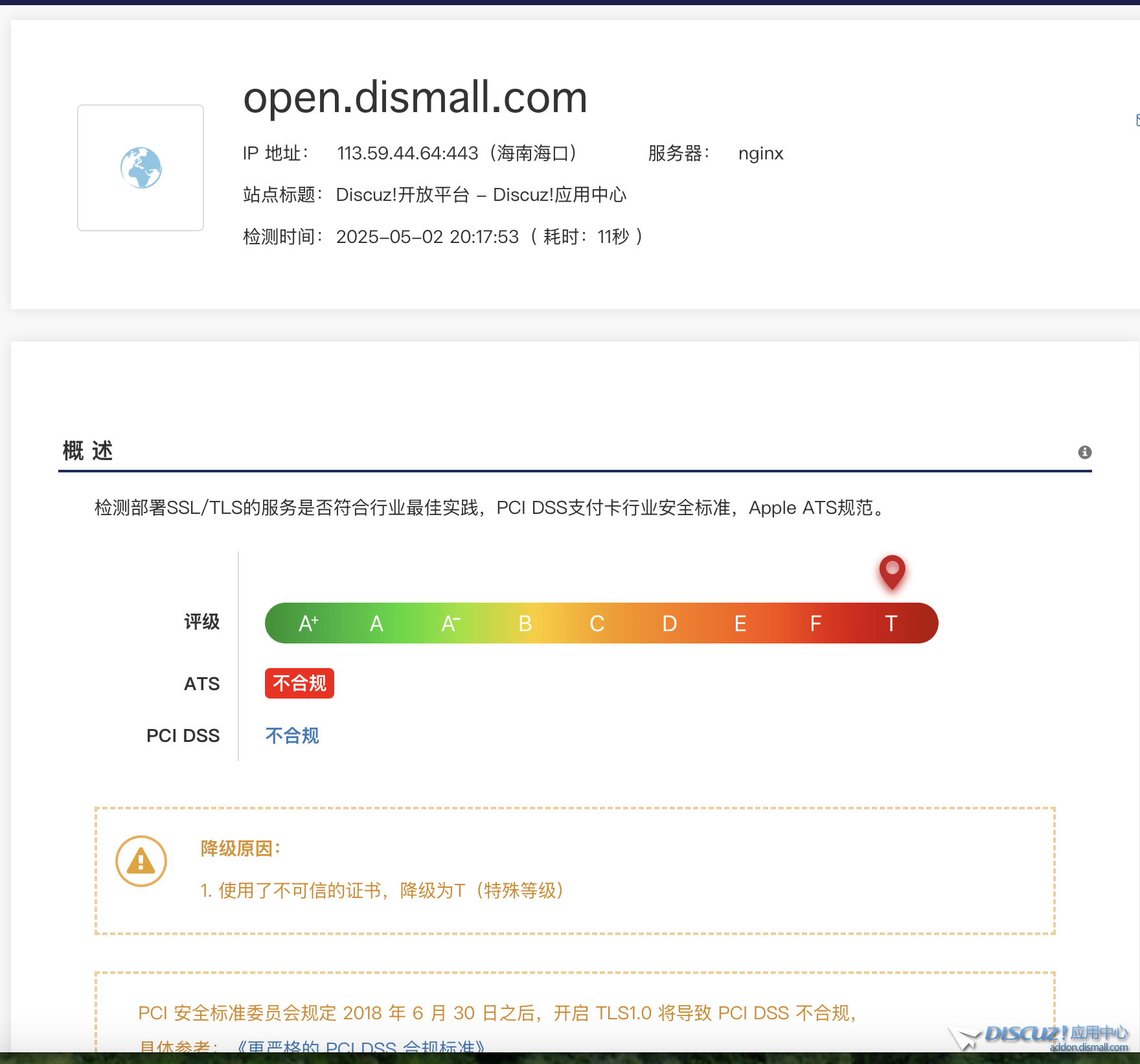 Domain open.dismall.com SSL certificate might have expired x5,Domain,dev