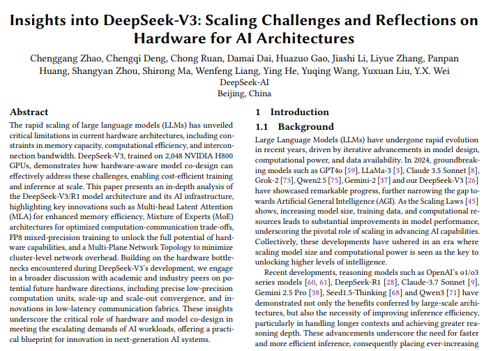 DeepSeek-V3 发布新论文，揭示低成本大模型训练的奥秘 deepwide模型,deepar模型,deeplabv3模型,deepsort模型,deepfm模型
