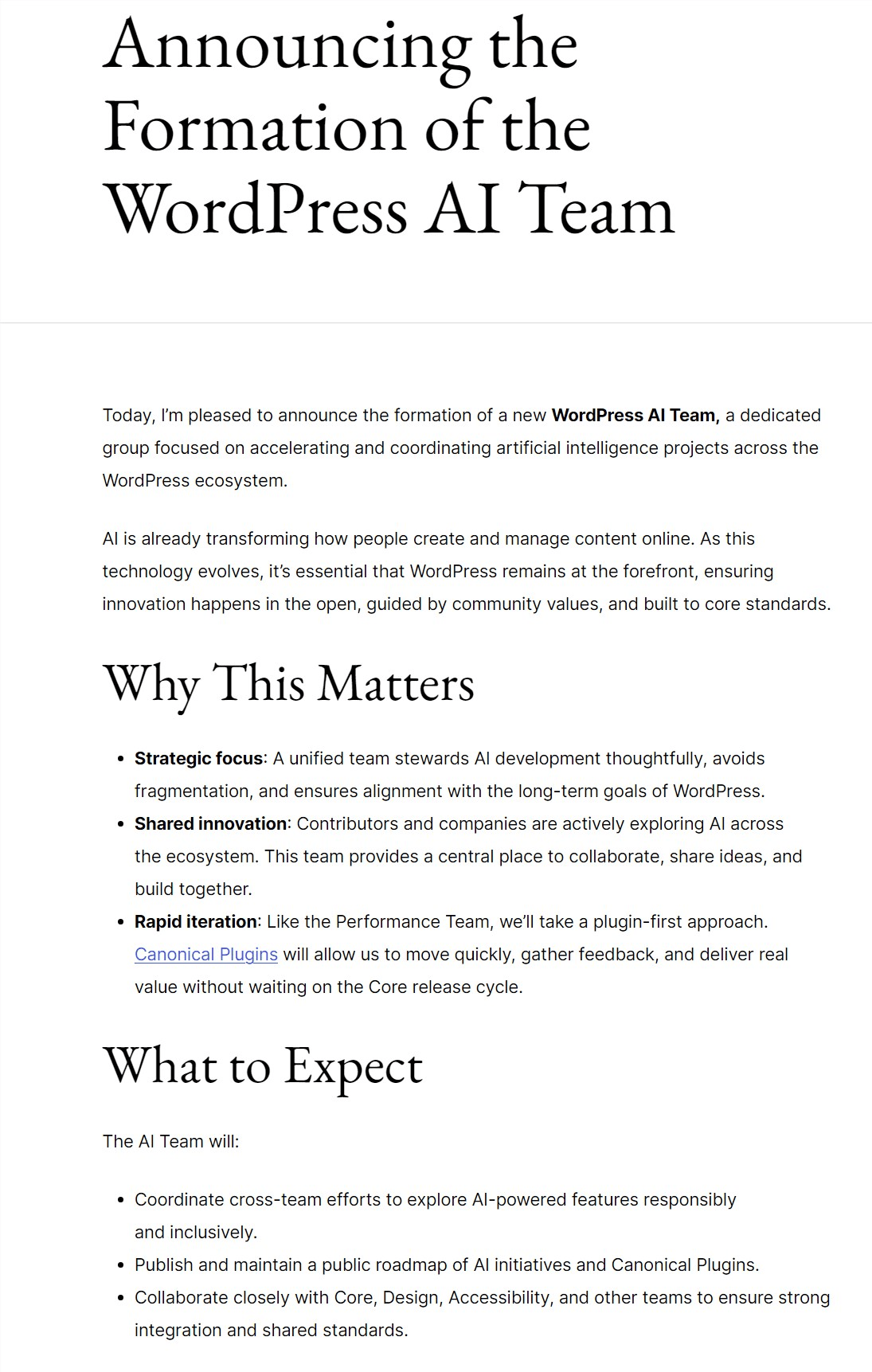 WordPress 宣布组建 AI 团队 wordpress 搭建,wordpress创建,wordpress集群,wordpress搭建wiki