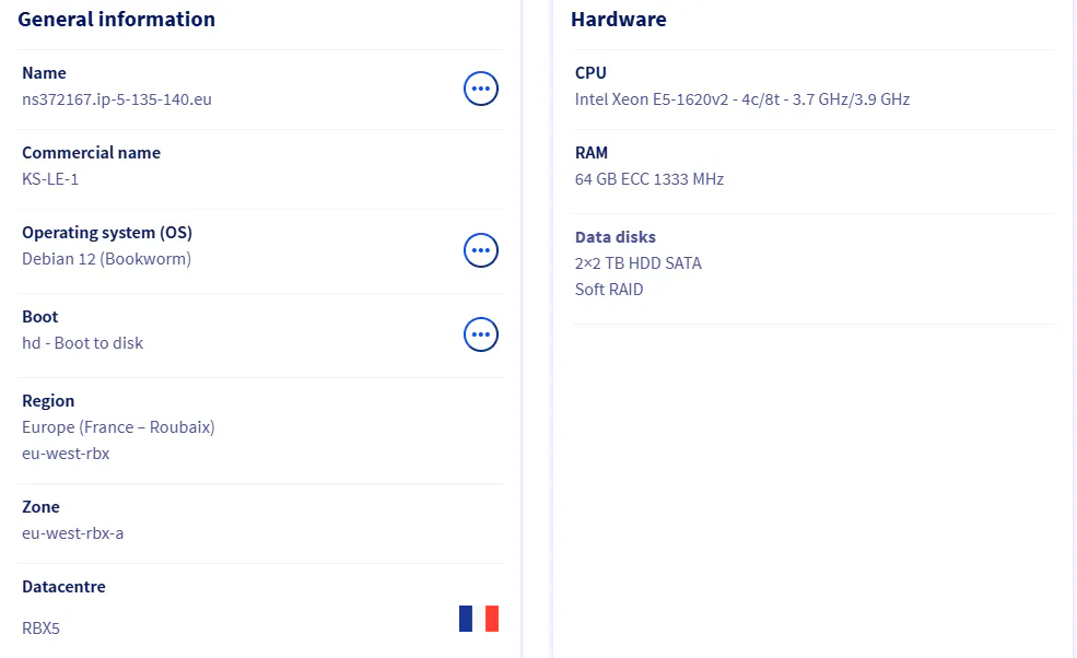 带免税号出OVH IE区法国机房KS-LE-1 4THDD 64G内存独立物理服务器 sec,10G,US,IOPS,法国